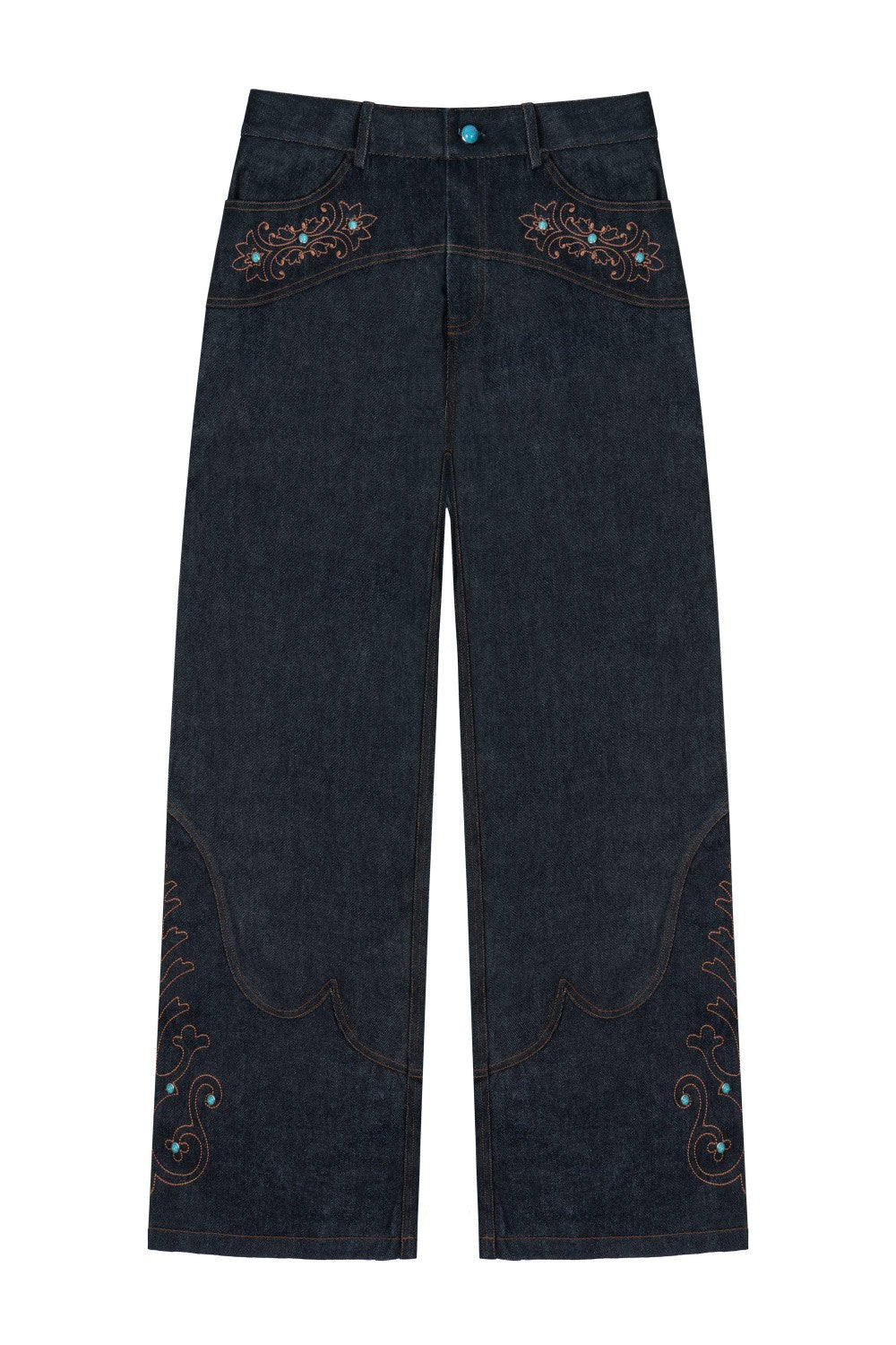 Western Embroidered Indigo Jeans
