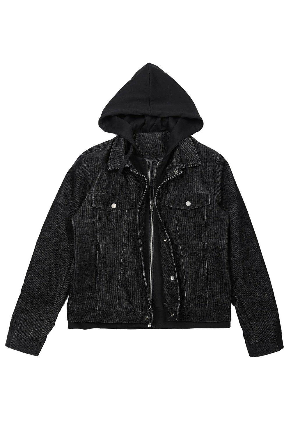 Charcoal Hooded Layered Jacket