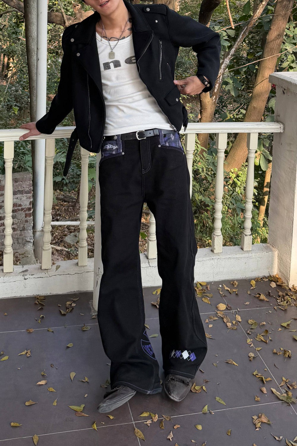 Purple Diamond Grid Jeans